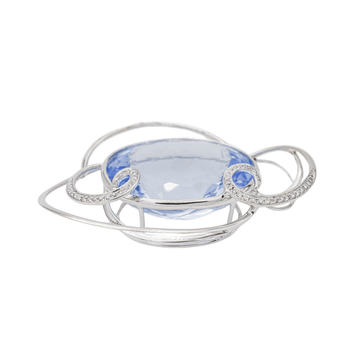 Pendentif Pendentif en or blanc avec aigue-marine et diamants 58 Facettes 2826011CN