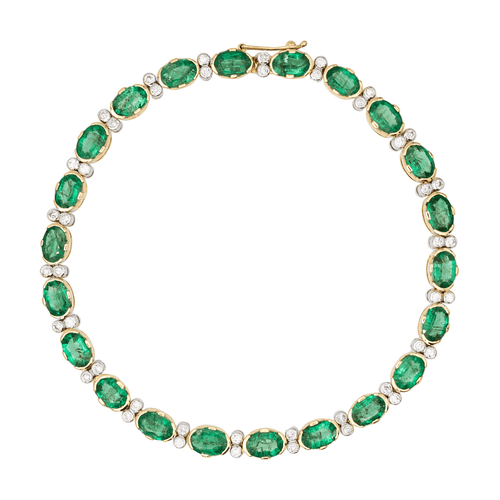 Bracelet Bracelet en or jaune et or blanc 18 carats avec émeraudes et diamants 58 Facettes 3182205CN