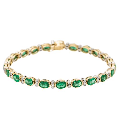 Bracelet Bracelet en or jaune et or blanc 18 carats avec émeraudes et diamants 58 Facettes 3182205CN