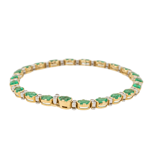Bracelet Bracelet en or jaune et or blanc 18 carats avec émeraudes et diamants 58 Facettes 3182205CN