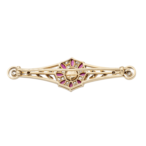 Broche Broche en or jaune, platine, perle mabé, rubis et diamants 58 Facettes 2947709CN