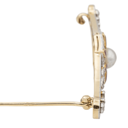 Broche Broche en or jaune, platine, perle mabé, rubis et diamants 58 Facettes 2947709CN