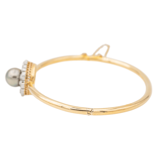 Bracelet Bracelet jonc - Perle de Tahiti et diamants en or jaune 58 Facettes 2833301CN