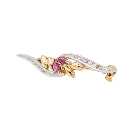 Broche Broche en or jaune 18 carats avec rubis et diamants 58 Facettes 3670083CN