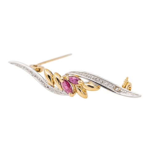 Broche Broche en or jaune 18 carats avec rubis et diamants 58 Facettes 3670083CN