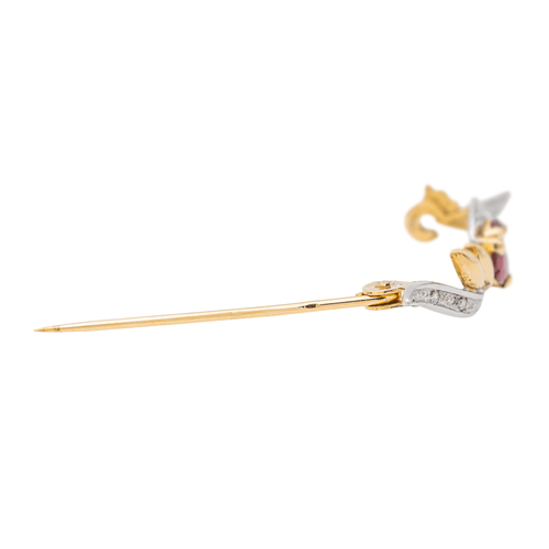 Broche Broche en or jaune 18 carats avec rubis et diamants 58 Facettes 3670083CN