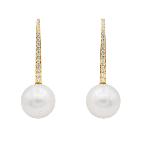 Boucles d'oreilles Boucles d'oreilles en or jaune 18 carats avec perles et diamants 58 Facettes 3230368CN