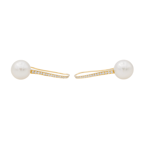 Boucles d'oreilles Boucles d'oreilles en or jaune 18 carats avec perles et diamants 58 Facettes 3230368CN