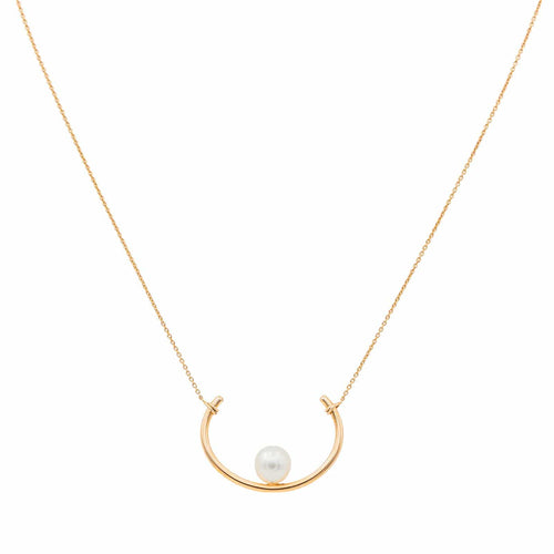 Collier Collier en or rose 18 carats avec perle de culture blanche 58 Facettes 2883061CN