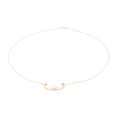 Collier Collier en or rose 18 carats avec perle de culture blanche 58 Facettes 2883061CN