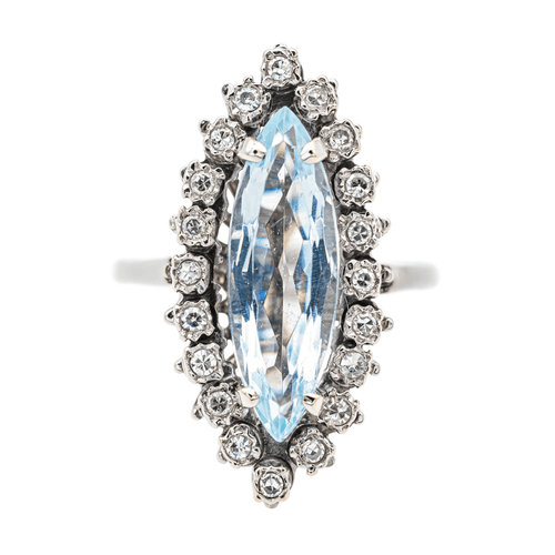Bague 53 Bague marquise en or blanc, aigue-marine et diamants 58 Facettes 2905284CN