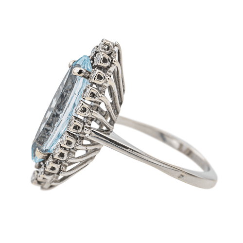Bague 53 Bague marquise en or blanc, aigue-marine et diamants 58 Facettes 2905284CN