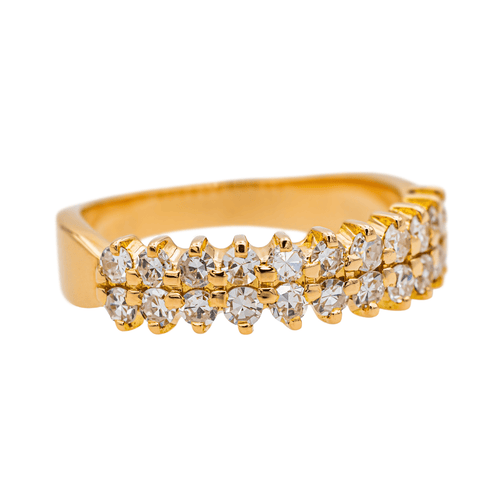 Bague 55 Bague en or rose 18 carats pavée de diamants 0,88 ct 58 Facettes 3485623CN