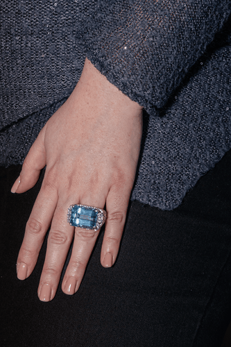 Bague 51 Bague en or blanc 18 carats avec aigue-marine et diamants 58 Facettes 3411144CN