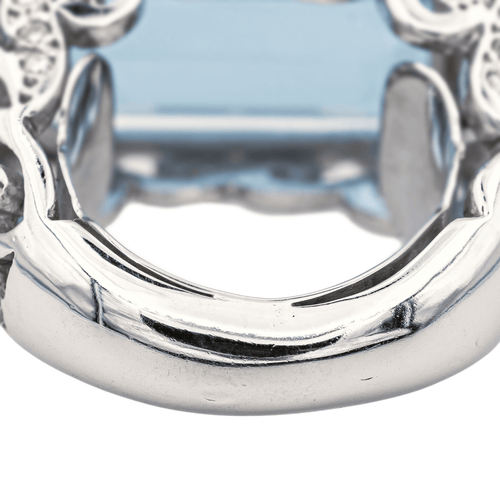 Bague 51 Bague en or blanc 18 carats avec aigue-marine et diamants 58 Facettes 3411144CN