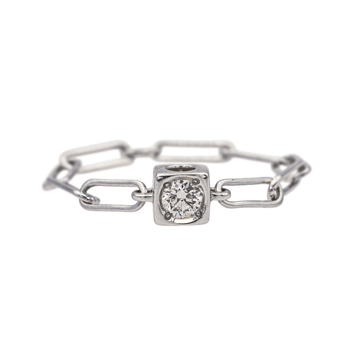 Bague 50 Dinh Van Le Cube - Bague en or blanc avec diamant 58 Facettes 3980696RV