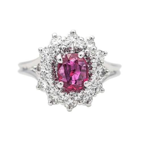 Bague 49 Bague Pompadour en or blanc 18 carats avec rubis et diamants 58 Facettes 3905084CN