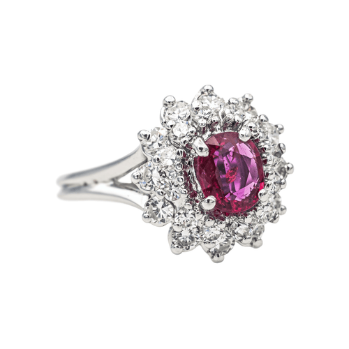Bague 49 Bague Pompadour en or blanc 18 carats avec rubis et diamants 58 Facettes 3905084CN