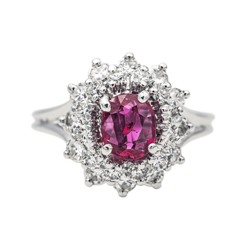 Bague 49 Bague Pompadour en or blanc 18 carats avec rubis et diamants 58 Facettes 3905084CN