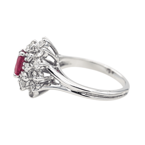 Bague 49 Bague Pompadour en or blanc 18 carats avec rubis et diamants 58 Facettes 3905084CN