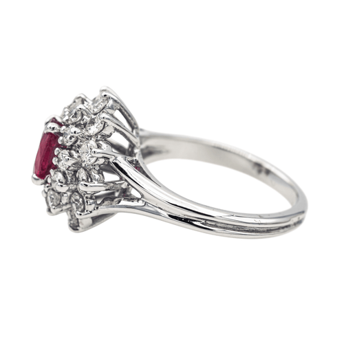 Bague 49 Bague Pompadour en or blanc 18 carats avec rubis et diamants 58 Facettes 3905084CN