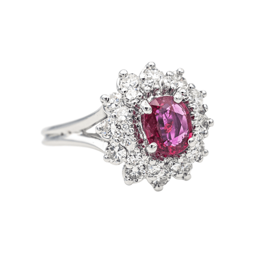 Bague 49 Bague Pompadour en or blanc 18 carats avec rubis et diamants 58 Facettes 3905084CN