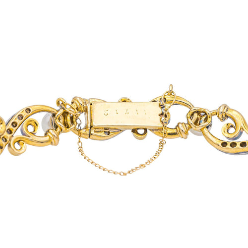 Bracelet Bracelet en or jaune et blanc, diamants et perles 58 Facettes 3785178CN