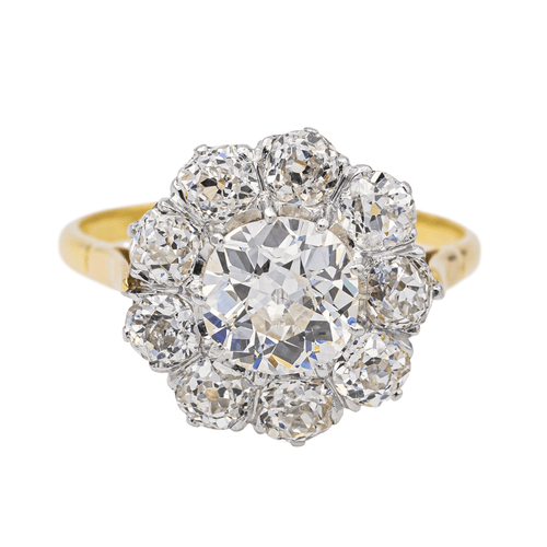 Bague 55 Bague marguerite en or jaune et platine avec diamants 58 Facettes 4084163CN