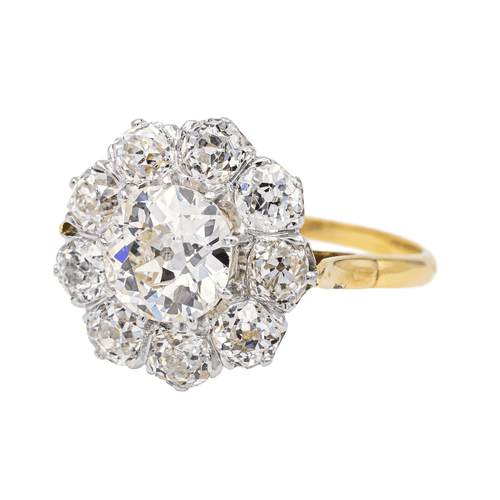 Bague 55 Bague marguerite en or jaune et platine avec diamants 58 Facettes 4084163CN