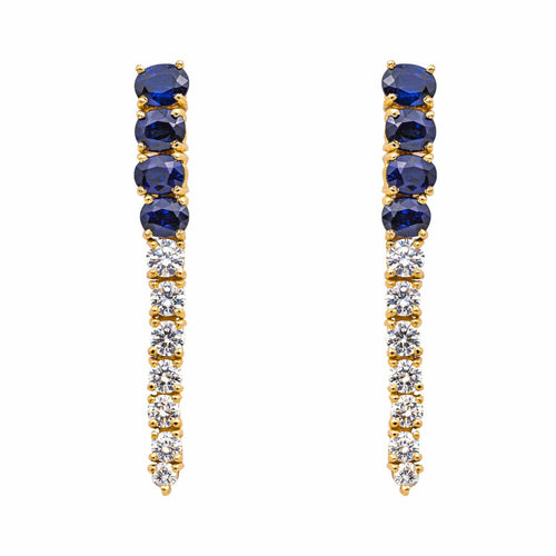 Boucles d'oreilles Boucles d’oreilles pendantes en or jaune avec saphirs et diamants 58 Facettes 4324641CN