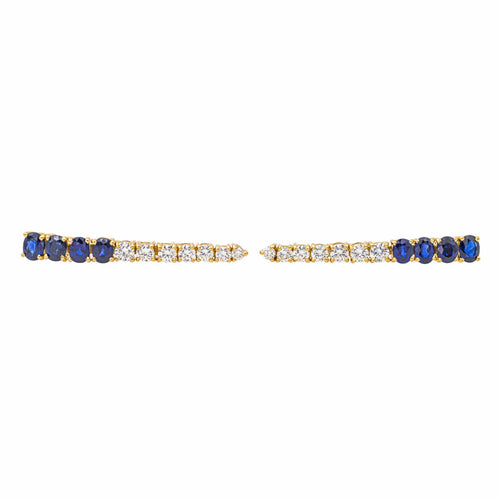 Boucles d'oreilles Boucles d’oreilles pendantes en or jaune avec saphirs et diamants 58 Facettes 4324641CN