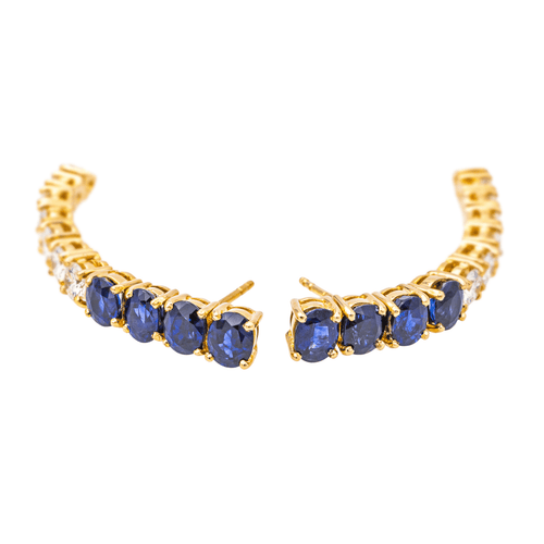 Boucles d'oreilles Boucles d’oreilles pendantes en or jaune avec saphirs et diamants 58 Facettes 4324641CN