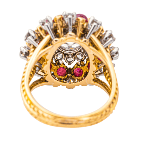 Bague 54 Bague cocktail en or jaune et platine avec diamants et rubis 58 Facettes 4292748CN