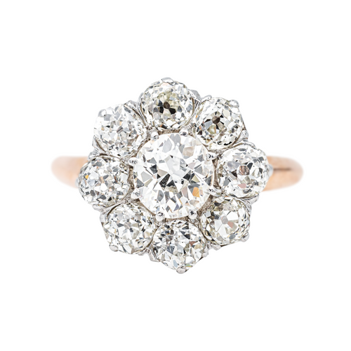 Bague 58 Bague marguerite en or rose et platine avec diamants taille ancienne 58 Facettes 3904858CN