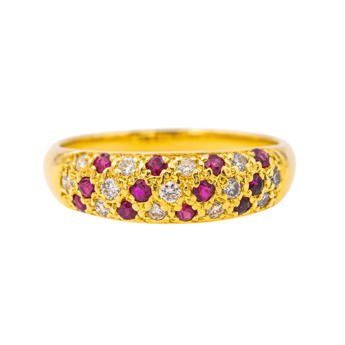 Bague 54 Bague jonc en or jaune, rubis et diamants 58 Facettes 4137830CN