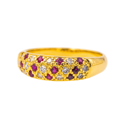 Bague 54 Bague jonc en or jaune, rubis et diamants 58 Facettes 4137830CN