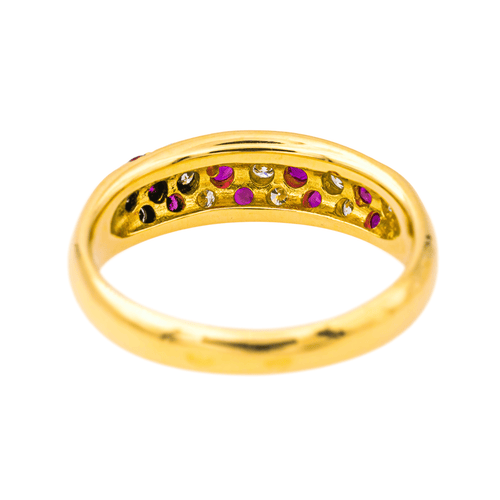 Bague 54 Bague jonc en or jaune, rubis et diamants 58 Facettes 4137830CN