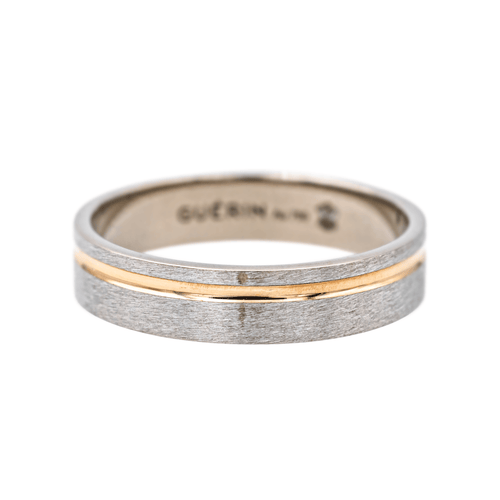 Bague 55 Guérin - Bague alliance en or blanc et or rose 18 carats 58 Facettes 4098638RV