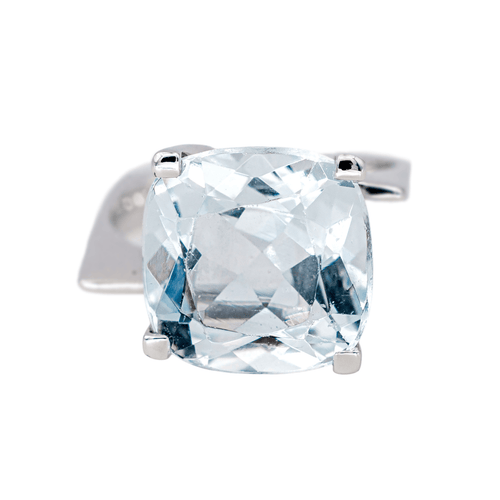 Bague 49 Bague solitaire en or blanc et aigue-marine 58 Facettes 4152530RV