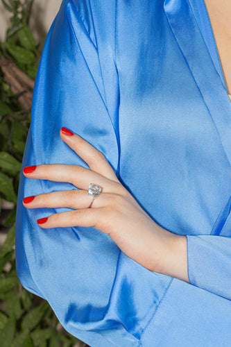 Bague 49 Bague solitaire en or blanc et aigue-marine 58 Facettes 4152530RV