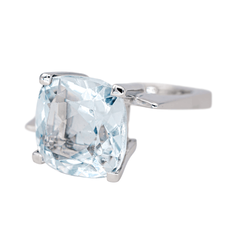Bague 49 Bague solitaire en or blanc et aigue-marine 58 Facettes 4152530RV