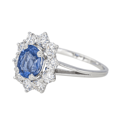 Bague 57 Bague Pompadour en or blanc avec saphir ovale et diamants 58 Facettes 4354722CN