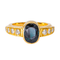Bague 51 Bague en or jaune 18 carats avec saphir ovale et diamants 58 Facettes 4571697CN