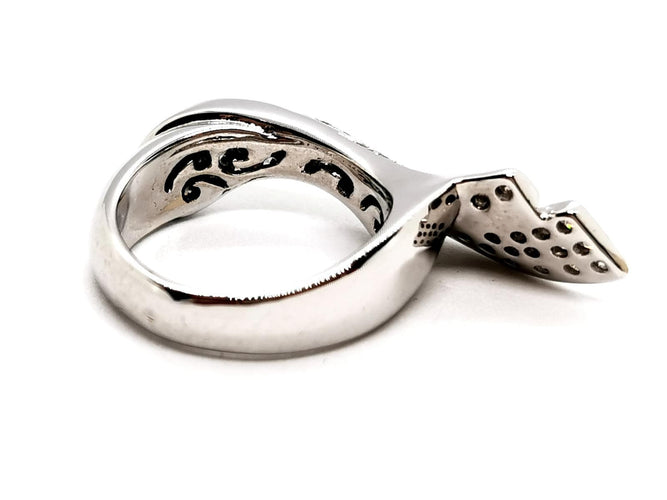 Bague 54 Bague vague en or blanc 18 carats sertie de diamants 58 Facettes 1523671CN