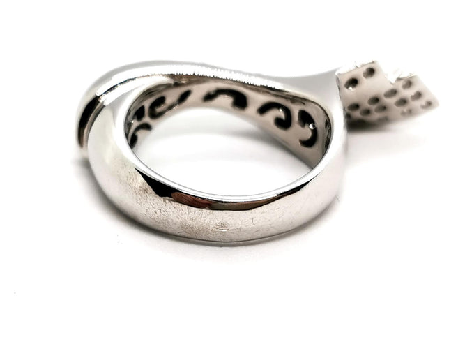 Bague 54 Bague vague en or blanc 18 carats sertie de diamants 58 Facettes 1523671CN