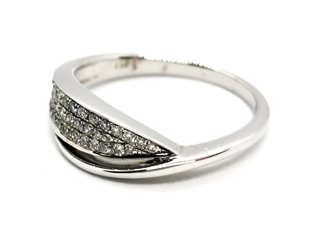 Bague 52 Bague en or blanc 18 carats pavée de diamants 58 Facettes 1641622CN