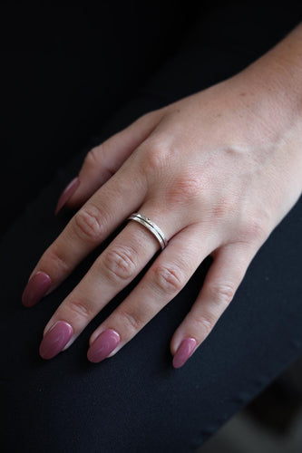 Bague 58 Dinh Van Seventies - Bague alliance en or blanc 58 Facettes 1649322CN