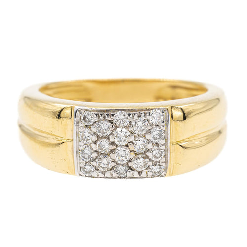 Bague 54 Bague vintage en or jaune et blanc 18 carats sertie de diamants 58 Facettes 2329030CN