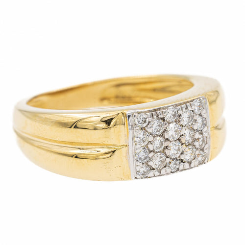 Bague 54 Bague vintage en or jaune et blanc 18 carats sertie de diamants 58 Facettes 2329030CN