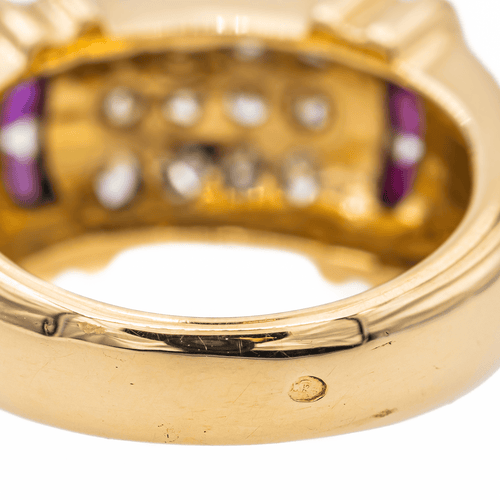 Bague 57 Bague cocktail en or jaune 18 carats avec diamants et rubis 58 Facettes 2399273CN
